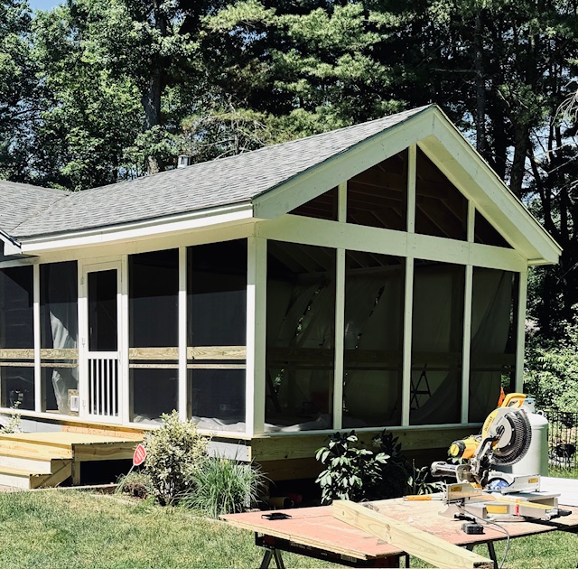 Screened four-season porch addition on the Pelham property